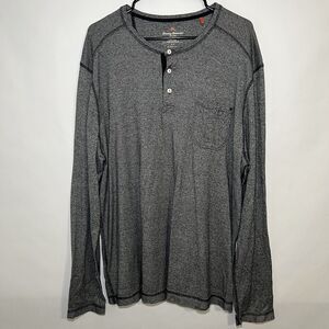 Tommy Bahama Jeans Island Crafted Henley Shirt Mens Size XL Long Sleeve Gray